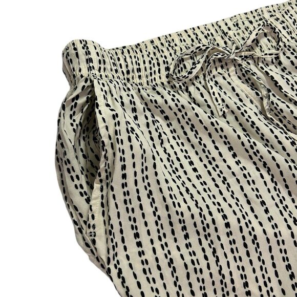 Uniqlo Pull-On Elastic Tie Waist Cream Black Polka Dot Casual Pant Sz L Pockets - Picture 3 of 9